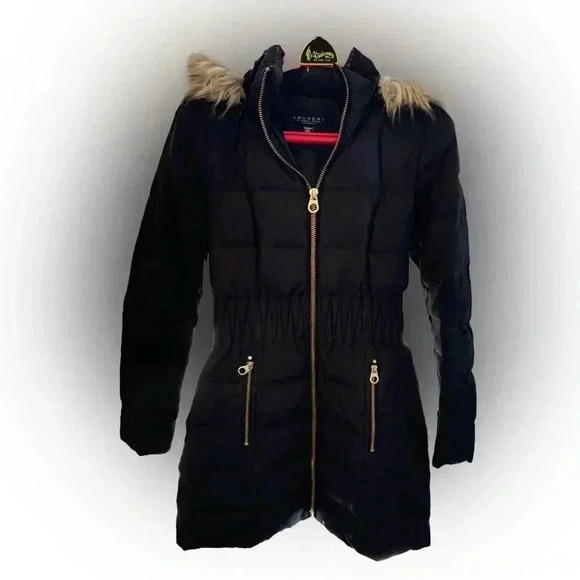 Laundry by Shelly Segel Los Angeles ladies faux fur hooded jacket in black Sz XS - Picture 1 of 11